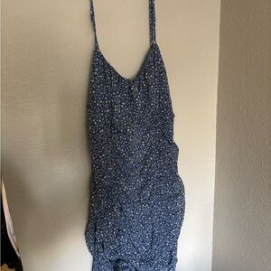 Blue Floral Spaghetti Strap Dress